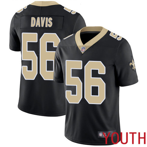 New Orleans Saints Limited Black Youth DeMario Davis Home Jersey NFL Football #56 Vapor Untouchable Jersey->youth nfl jersey->Youth Jersey
